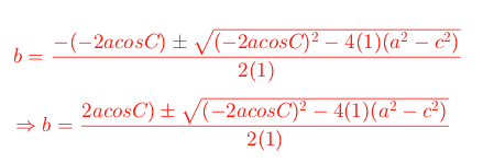 quadratic formula for law of cosines