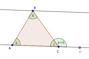 Three proofs that the sum of angles of a triangle is 180
